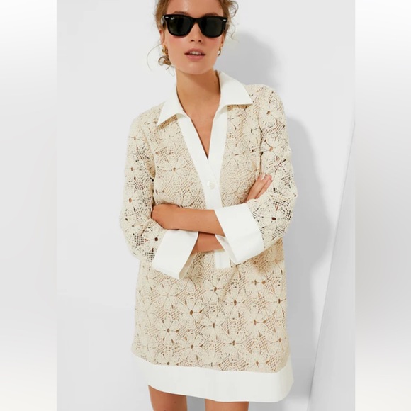 Tuckernuck Dresses & Skirts - NWT Tuckernuck Tan Crochet Collier Dress
